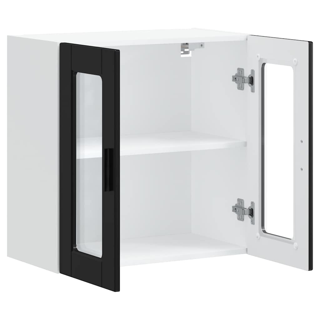 vidaXL Küchen-Hängeschrank mit Glastür Porto Schwarz