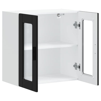 vidaXL Küchen-Hängeschrank mit Glastür Porto Schwarz