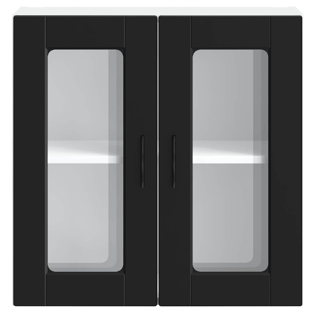 vidaXL Küchen-Hängeschrank mit Glastür Porto Schwarz