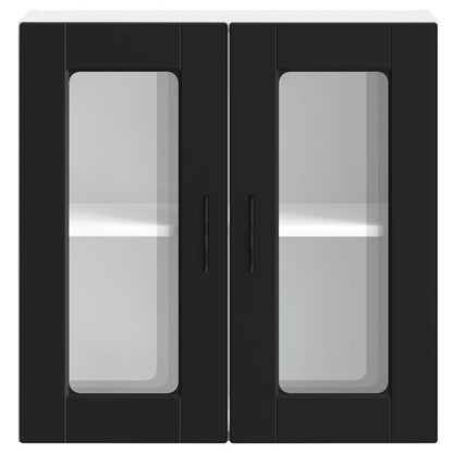 vidaXL Küchen-Hängeschrank mit Glastür Porto Schwarz