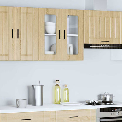 vidaXL Küchen-Hängeschrank mit Glastür Porto Sonoma-Eiche