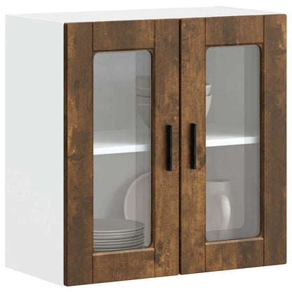 vidaXL Küchen-Hängeschrank mit Glastür Porto Räuchereiche