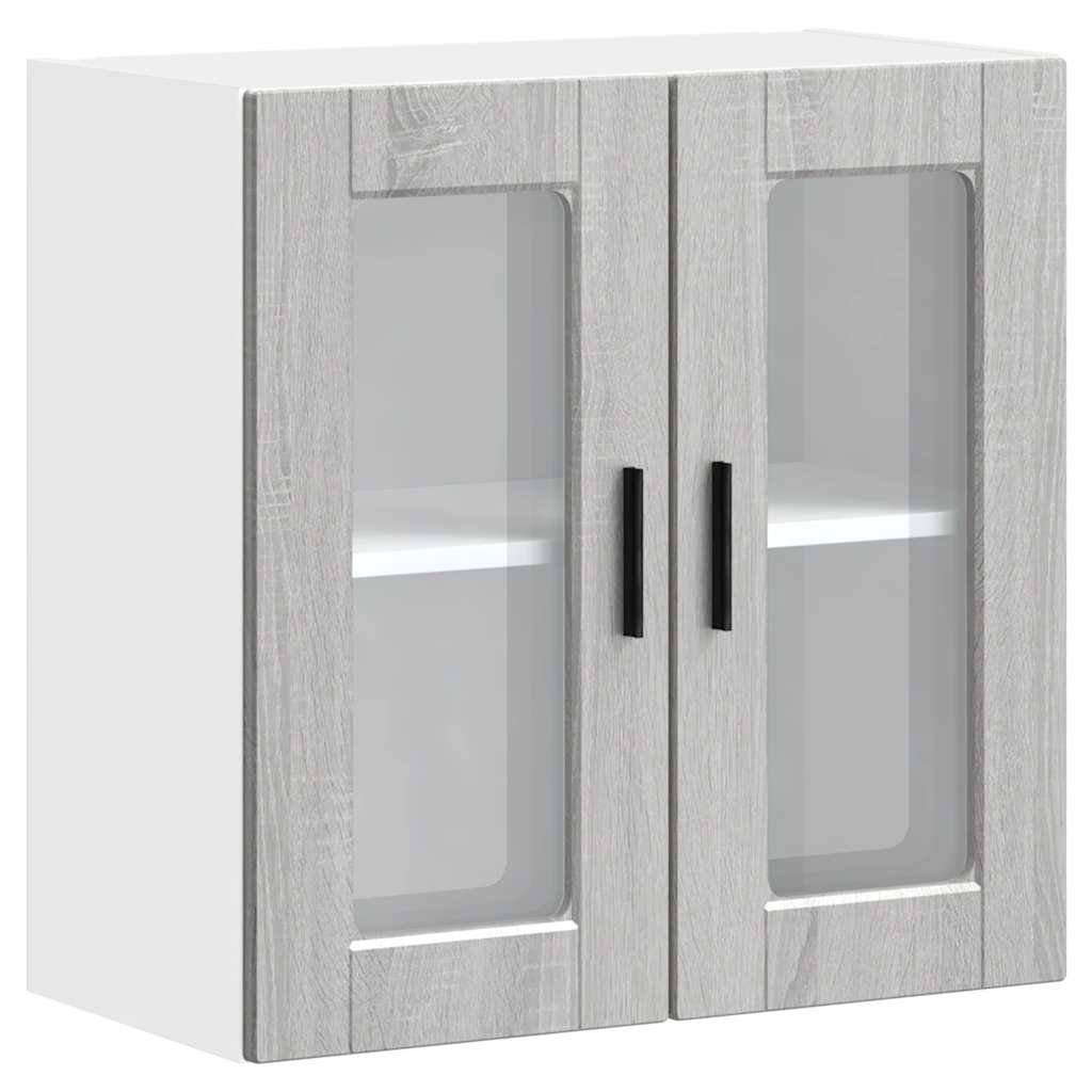 vidaXL Küchen-Hängeschrank mit Glastür Porto Grau Sonoma
