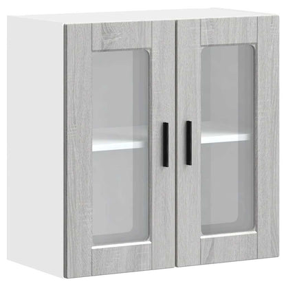 vidaXL Küchen-Hängeschrank mit Glastür Porto Grau Sonoma