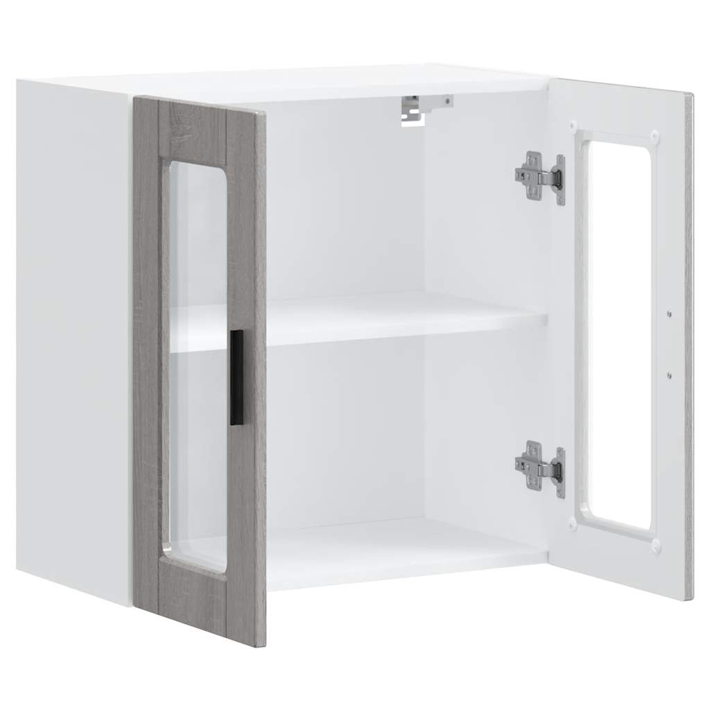 vidaXL Küchen-Hängeschrank mit Glastür Porto Grau Sonoma