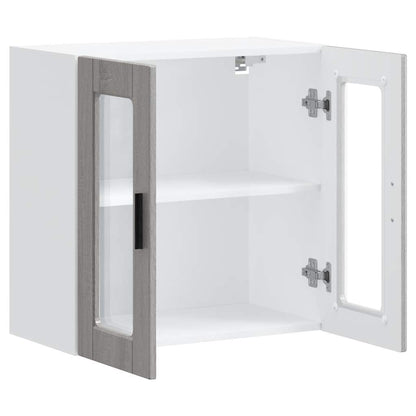vidaXL Küchen-Hängeschrank mit Glastür Porto Grau Sonoma