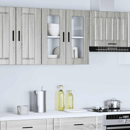 vidaXL Küchen-Hängeschrank mit Glastür Porto Grau Sonoma
