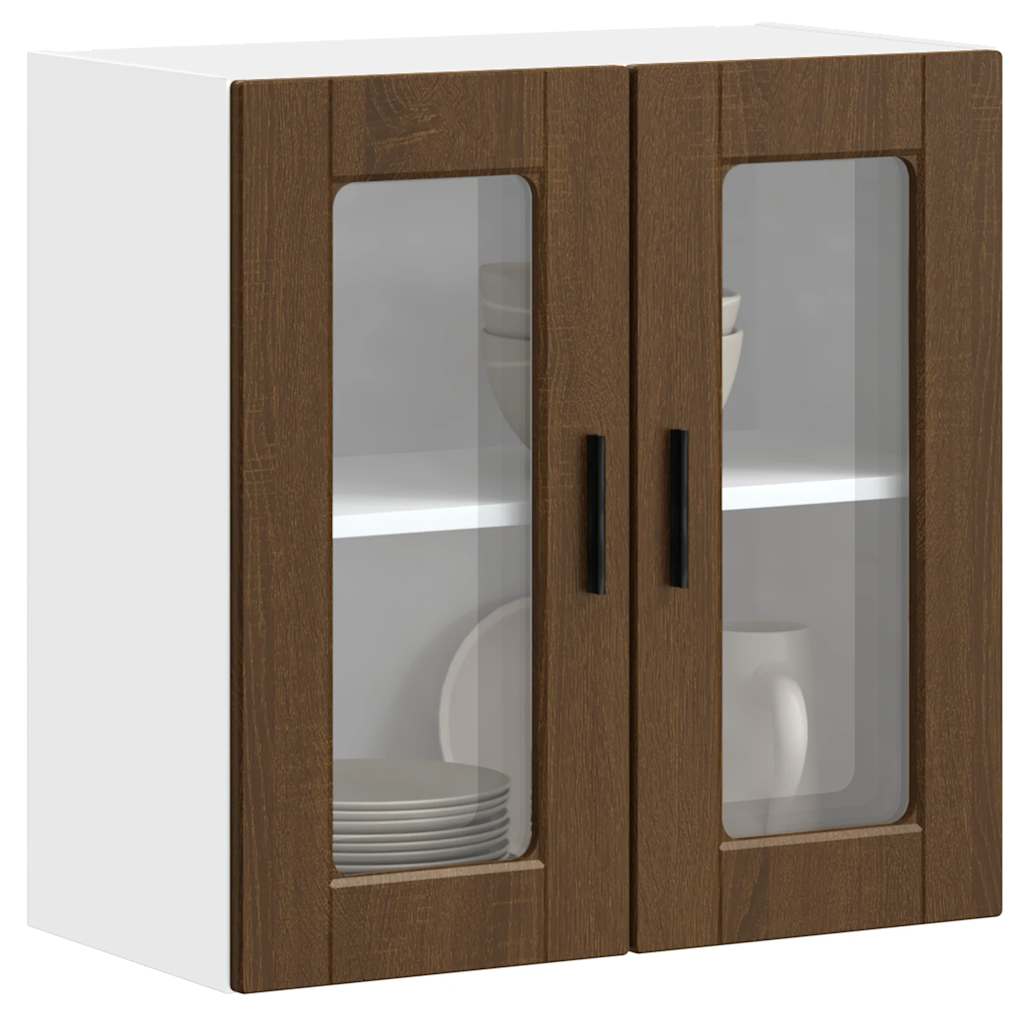 vidaXL Küchen-Hängeschrank mit Glastür Porto Braun Eichen-Optik