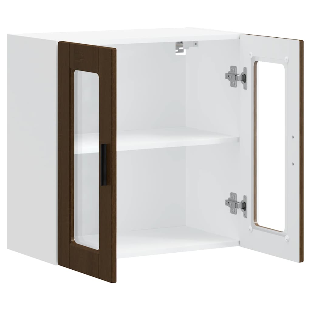 Küchen-Hängeschrank mit Glastür Porto Braun Eichen-Optik