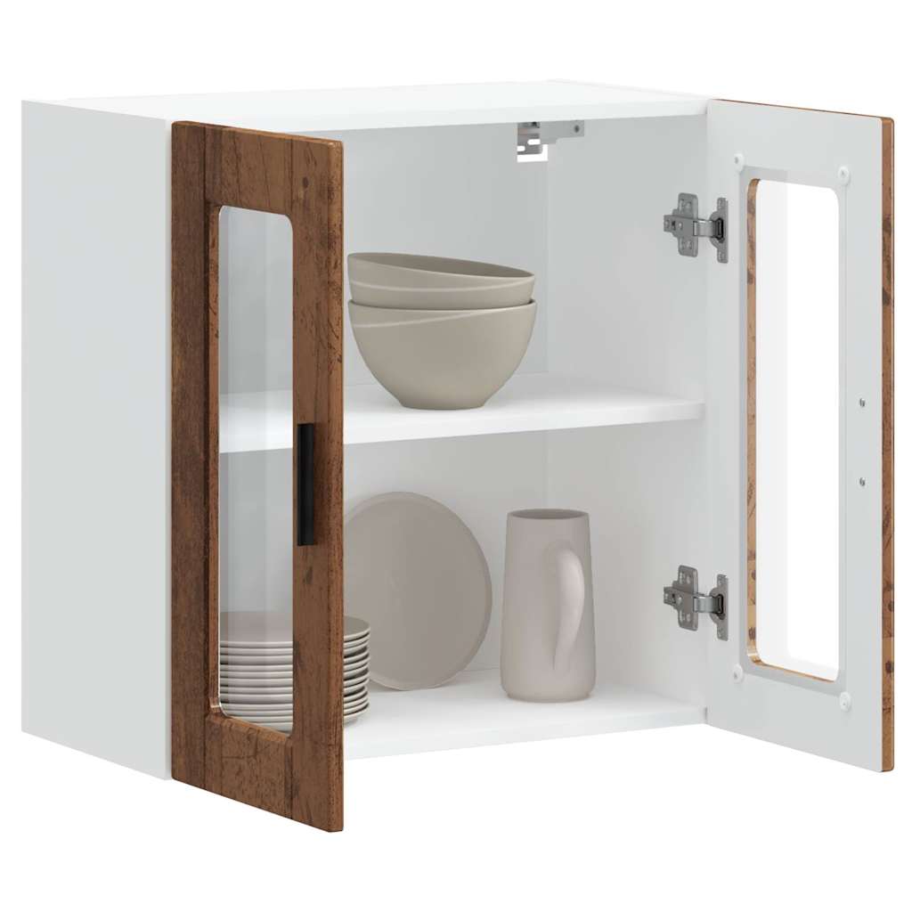 vidaXL Küchen-Hängeschrank mit Glastür Porto Altholz-Optik