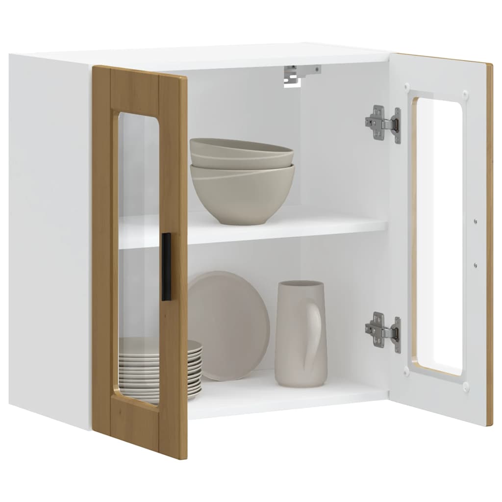 vidaXL Küchen-Hängeschrank mit Glastür Porto Artisan-Eiche