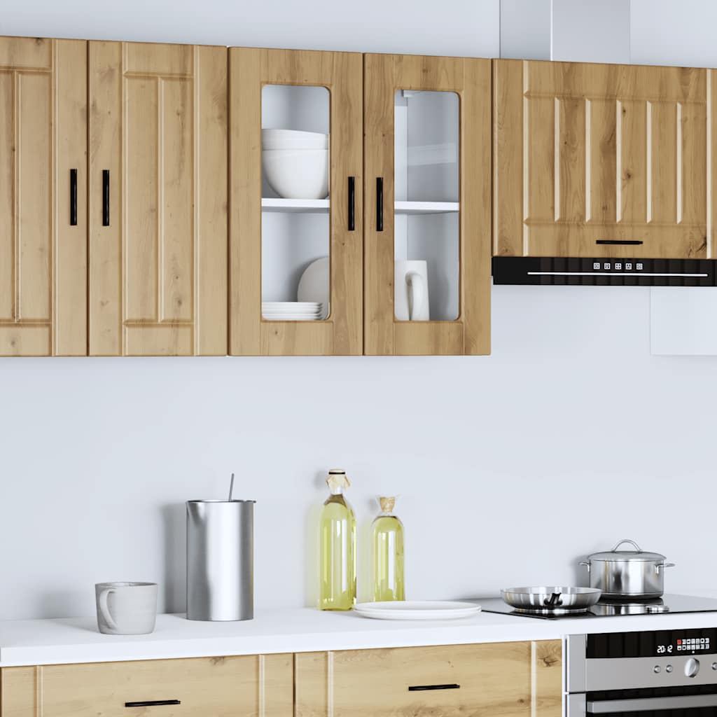 vidaXL Küchen-Hängeschrank mit Glastür Porto Artisan-Eiche