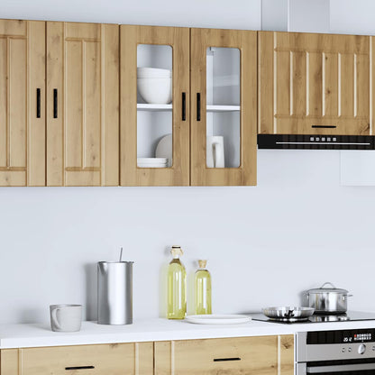 vidaXL Küchen-Hängeschrank mit Glastür Porto Artisan-Eiche