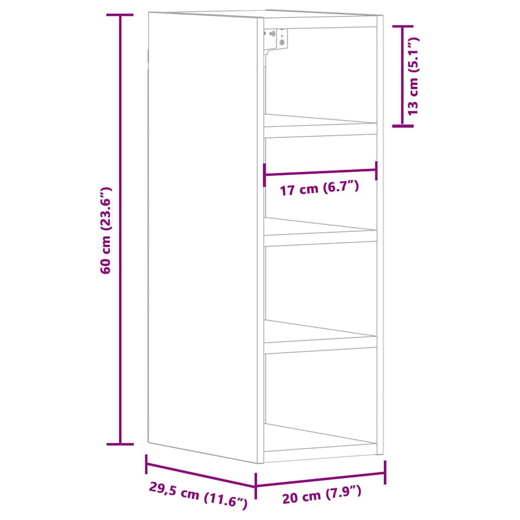 vidaXL Hängeschrank Riga Betongrau 20x29,5x60 cm Holzwerkstoff