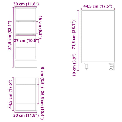 vidaXL Unterschrank Riga Schwarz 30x44,5x81,5 cm Holzwerkstoff