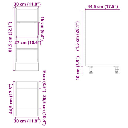 vidaXL Unterschrank Riga Betongrau 30x44,5x81,5 cm Holzwerkstoff