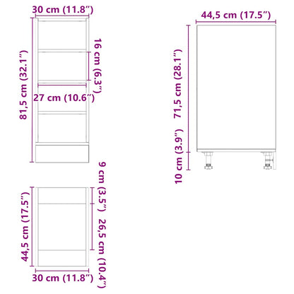 vidaXL Unterschrank Riga Braun Eichen-Optik 30x44,5x81,5 cm Holzwerkstoff