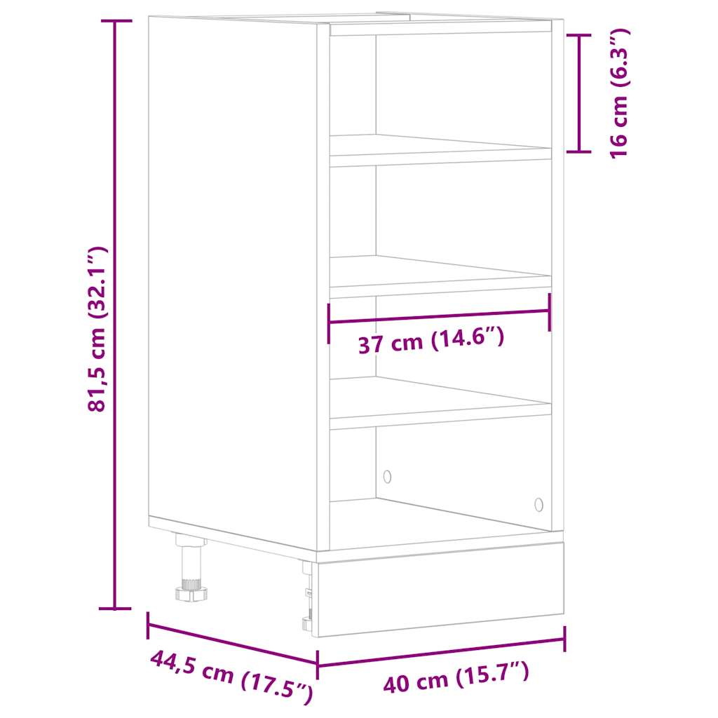 vidaXL Unterschrank Riga Altholz-Optik 40x44,5x81,5 cm Holzwerkstoff