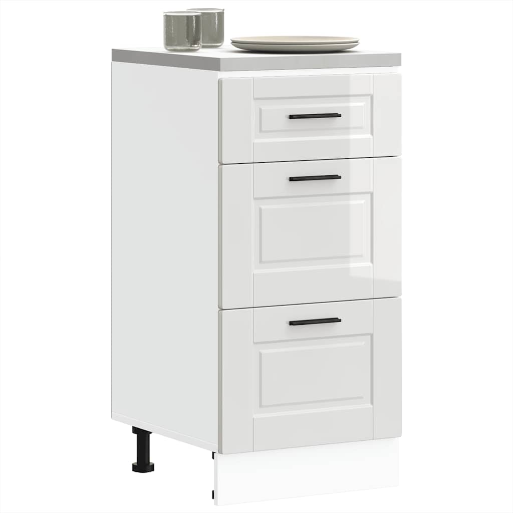 Meuble bas de cuisine vidaXL « Porto » blanc brillant, bois d'ingénierie