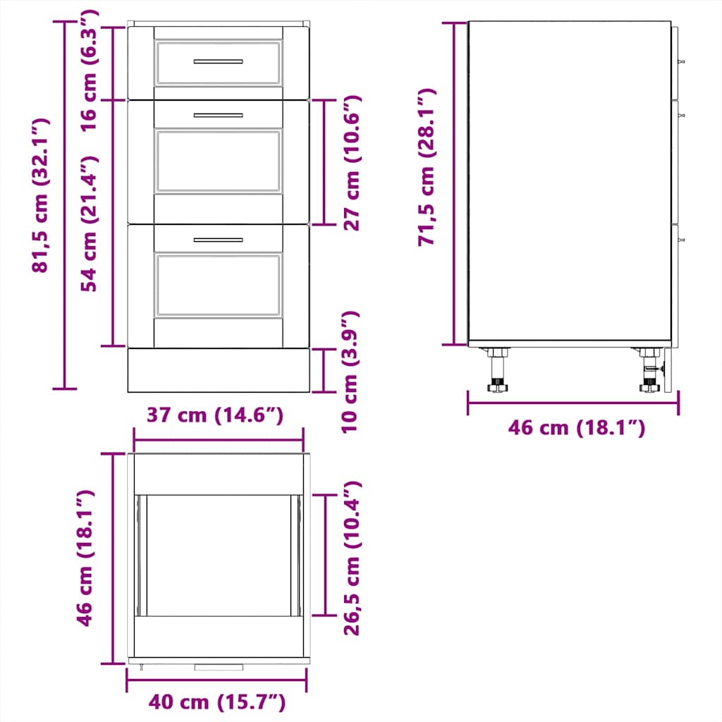 vidaXL Meuble bas de cuisine Porto Gris béton Aggloméré