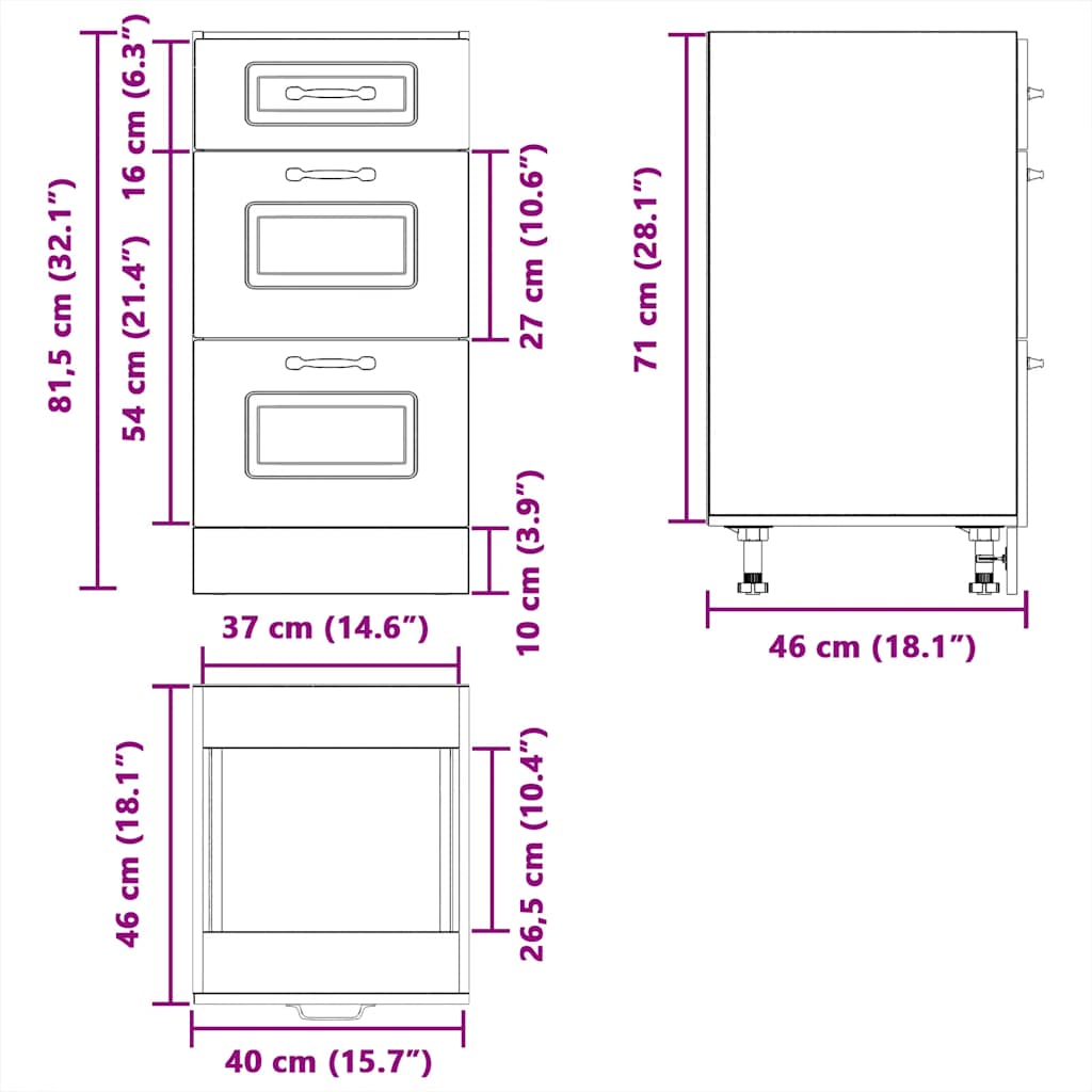 vidaXL Meuble bas de cuisine « Kalmar » blanc brillant, bois d'ingénierie