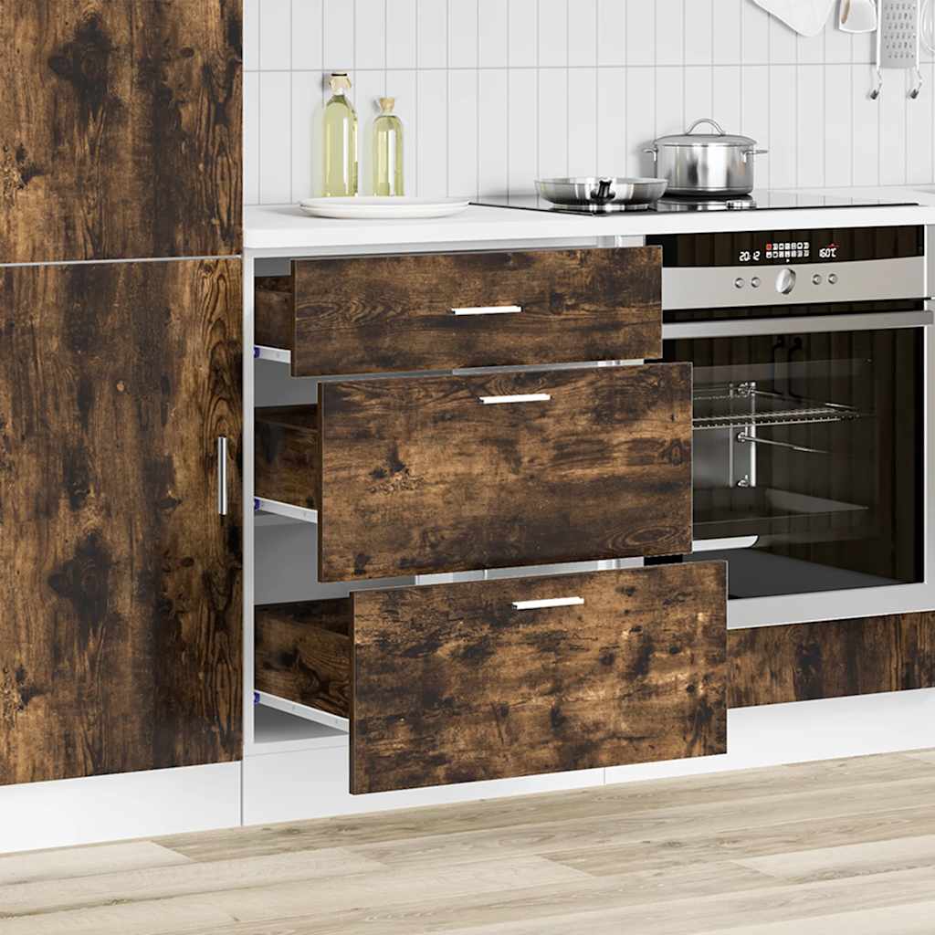 vidaXL Meuble bas de cuisine Lyon chêne fumé en bois d'ingénierie