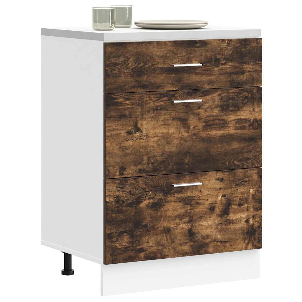 vidaXL Meuble bas de cuisine Lyon chêne fumé en bois d'ingénierie