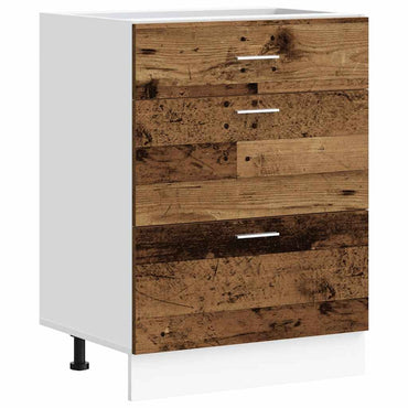 vidaXL Meuble bas de cuisine Lyon aspect vieux bois, bois d'ingénierie