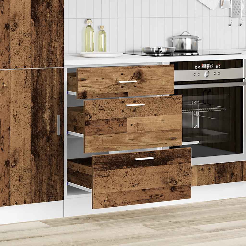vidaXL Meuble bas de cuisine Lyon aspect vieux bois, bois d'ingénierie
