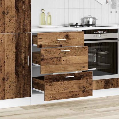 vidaXL Meuble bas de cuisine Lyon aspect vieux bois, bois d'ingénierie