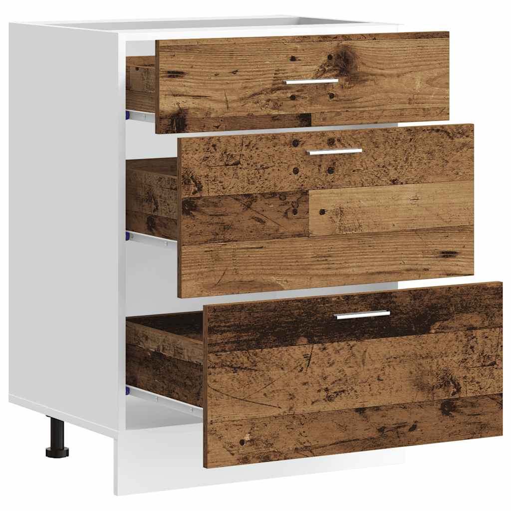 vidaXL Meuble bas de cuisine Lyon aspect vieux bois, bois d'ingénierie