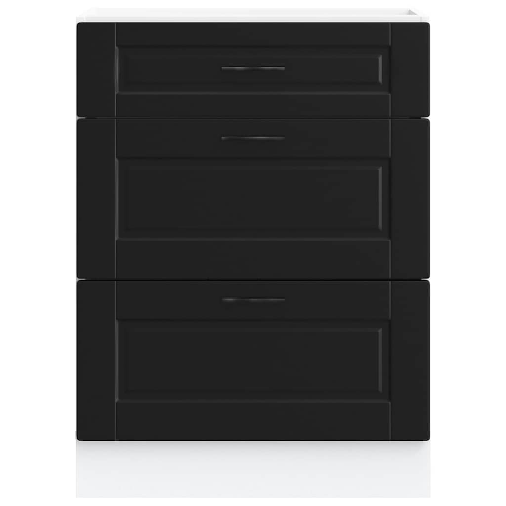 vidaXL Meuble bas de cuisine « Porto » noir, bois d'ingénierie