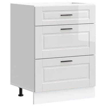 vidaXL Meuble bas de cuisine « Porto » blanc brillant, bois d'ingénierie