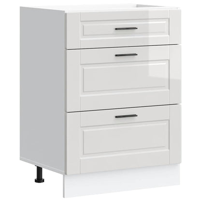 vidaXL Meuble bas de cuisine « Porto » blanc brillant, bois d'ingénierie