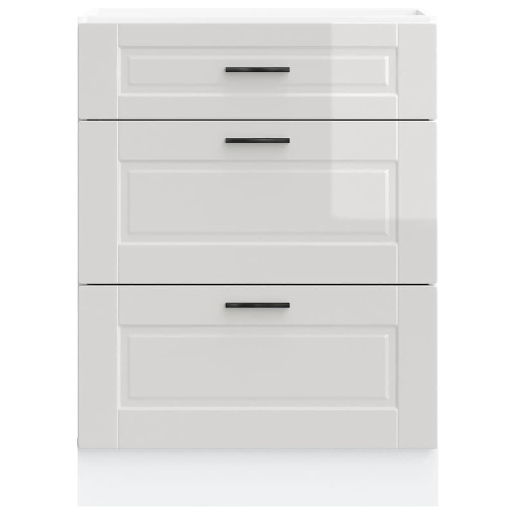 vidaXL Meuble bas de cuisine « Porto » blanc brillant, bois d'ingénierie