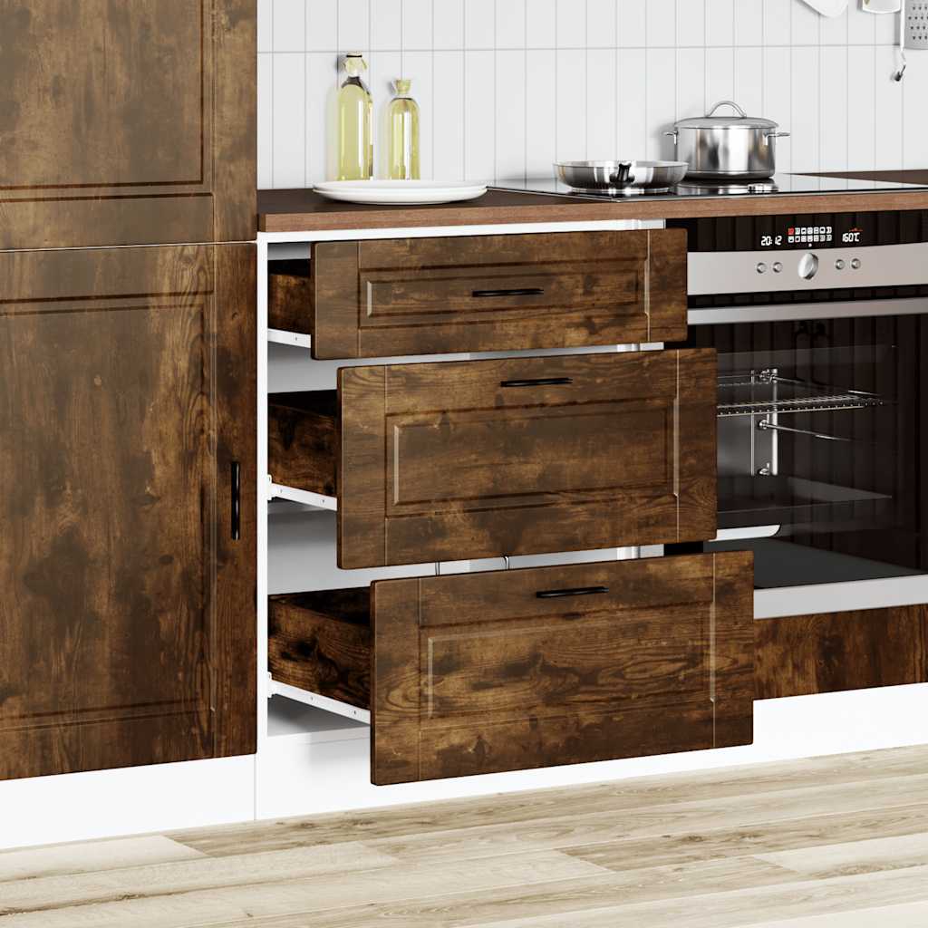 vidaXL Meuble bas de cuisine Porto en bois d'ingénierie chêne fumé