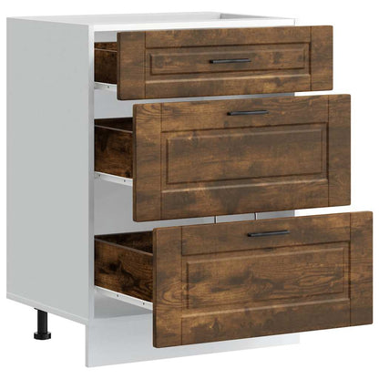 vidaXL Meuble bas de cuisine Porto en bois d'ingénierie chêne fumé