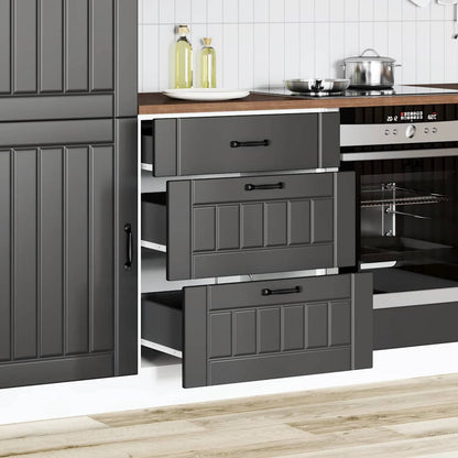 vidaXL Meuble bas de cuisine « Lucca » noir en bois d'ingénierie