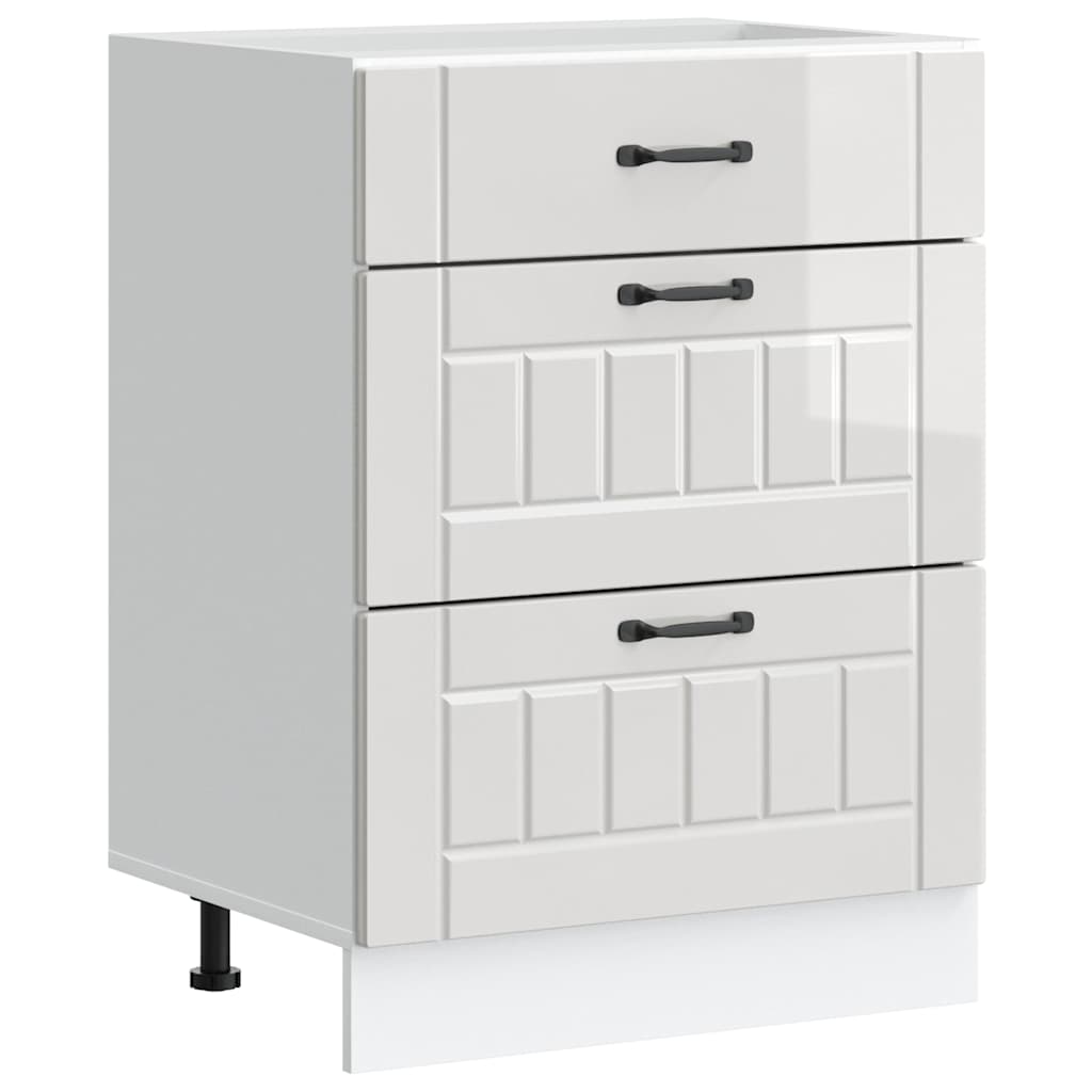 Küchenunterschrank „Lucca“ Hochglanz-Weiß Holzwerkstoff