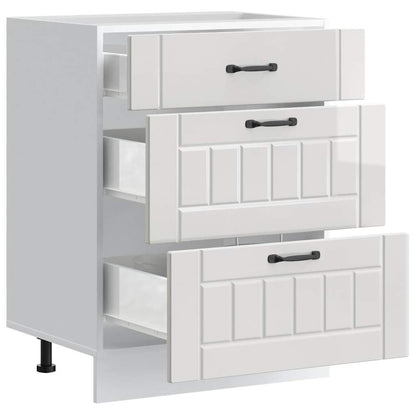 Küchenunterschrank „Lucca“ Hochglanz-Weiß Holzwerkstoff