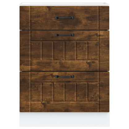 vidaXL Meuble bas de cuisine Lucca Chêne fumé en bois d'ingénierie