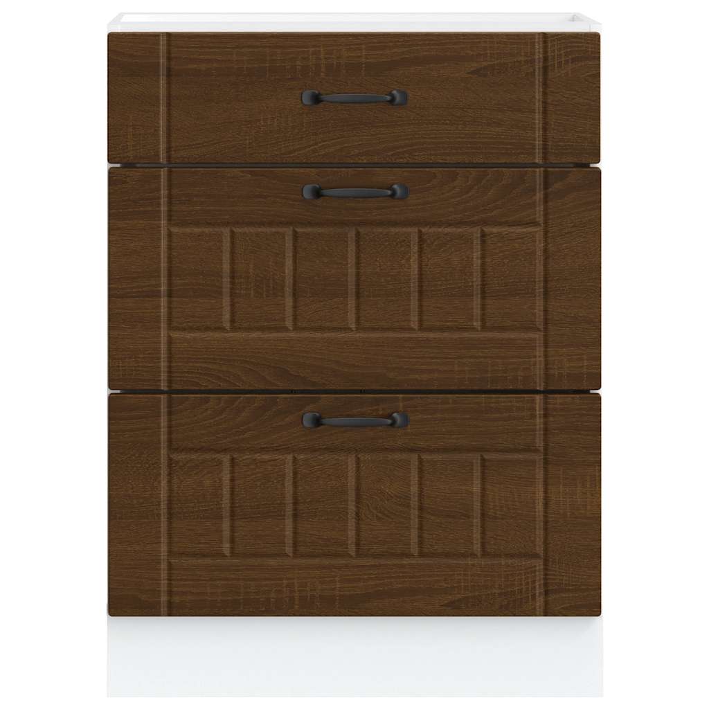 vidaXL Meuble bas de cuisine Lucca Aspect chêne marron Bois d'ingénierie