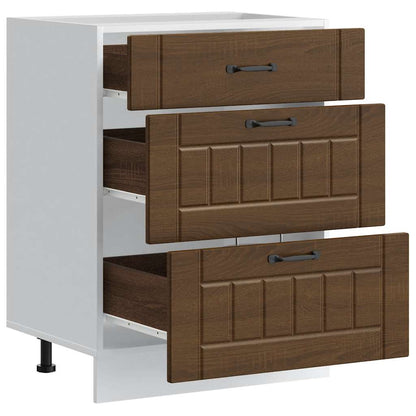 vidaXL Meuble bas de cuisine Lucca Aspect chêne marron Bois d'ingénierie