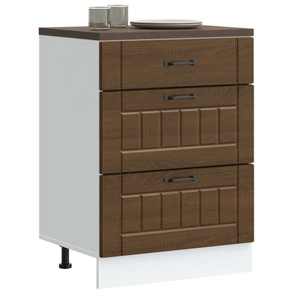 vidaXL Meuble bas de cuisine Lucca Aspect chêne marron Bois d'ingénierie