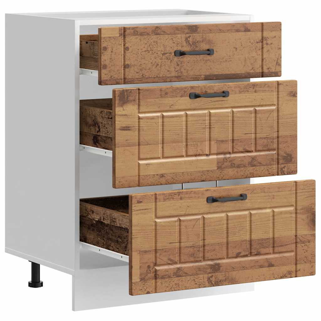 vidaXL Küchen-Unterschrank Lucca Altholz-Optik Holzwerkstoff