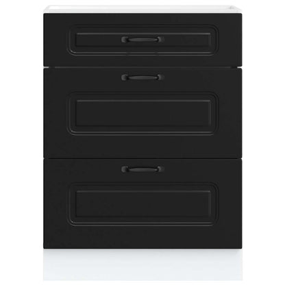 vidaXL Meuble bas de cuisine « Kalmar » Noir Bois d'ingénierie