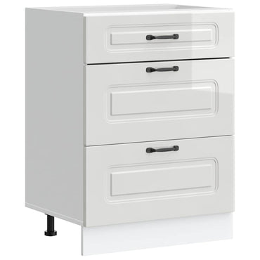 Meuble bas de cuisine vidaXL « Kalmar » blanc brillant en bois d'ingénierie