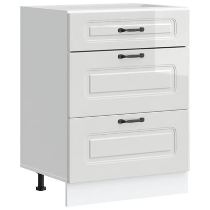 Meuble bas de cuisine vidaXL « Kalmar » blanc brillant en bois d'ingénierie