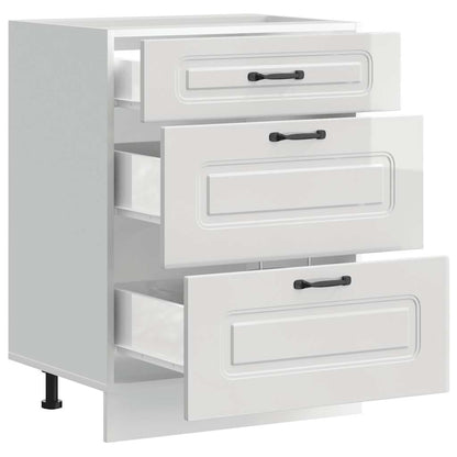 Meuble bas de cuisine vidaXL « Kalmar » blanc brillant en bois d'ingénierie