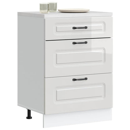 Meuble bas de cuisine vidaXL « Kalmar » blanc brillant en bois d'ingénierie
